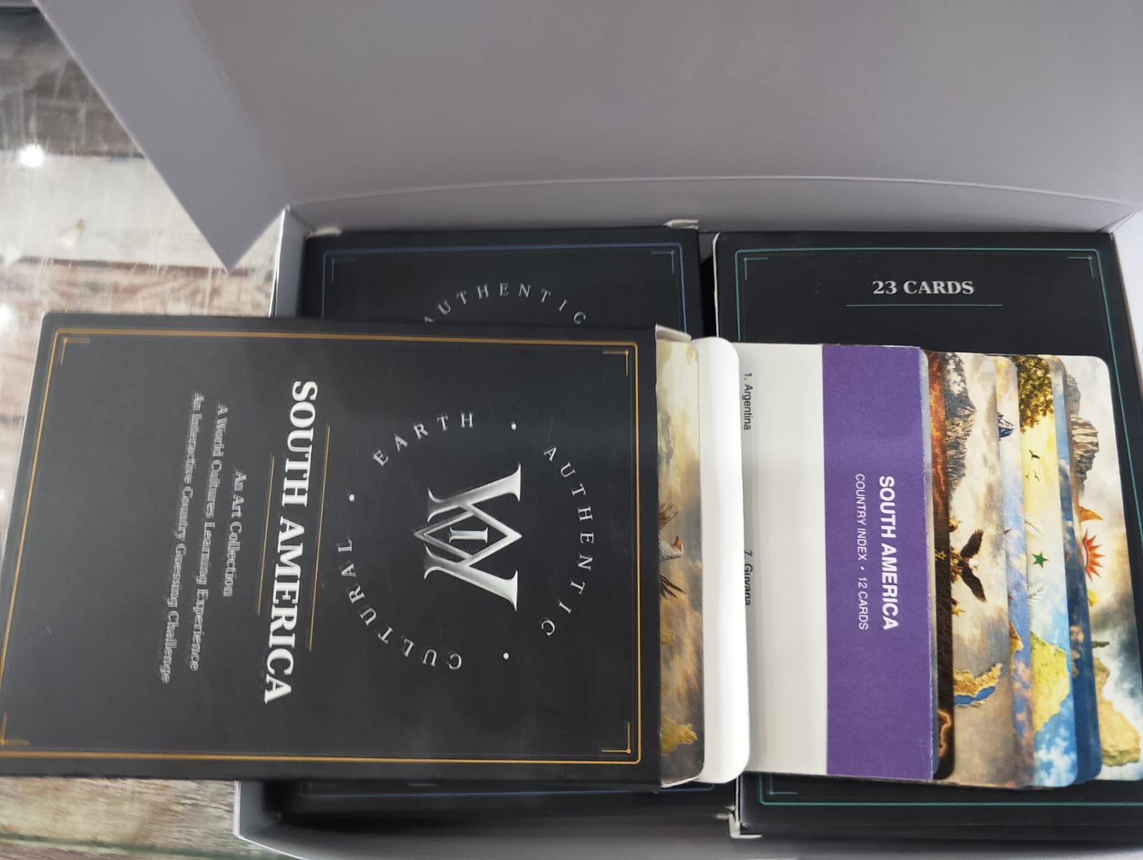 South America continental pack opened with cultural cards and country index